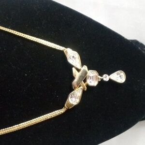 Elegant Gold and Crystal Necklace Vintage